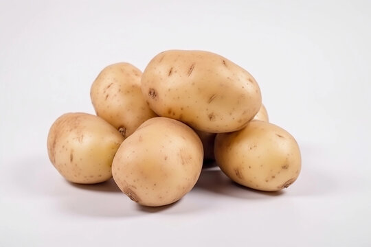 Potatoes on a white background. AI Generated