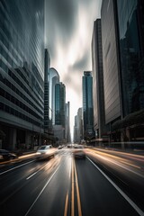 Fototapeta premium traffic in street with tall buildings