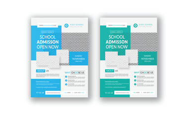 Kids education admission flyer back to school poster or Creative and modern online school kids flyer template design. education admission brochure poster