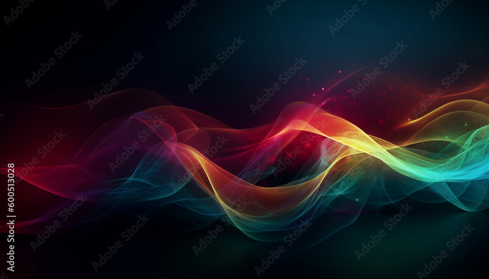 Poster smooth flowing wave pattern in vibrant colors generated by ai