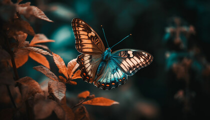 Vibrant swallowtail butterfly displays natural beauty outdoors generated by AI