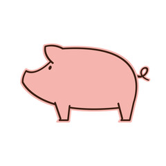 Pig doodle logo design. Pig vector. Pig symbol.