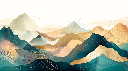 Fototapeta na wymiar Abstract creative background with mountains, generative AI.