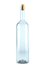 isolated empty glass bottle. 3d rendering
