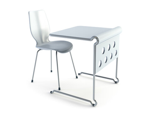 modern chair and table. Isolated 3d rendering