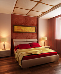 modern style bedroom interior 3d rendering
