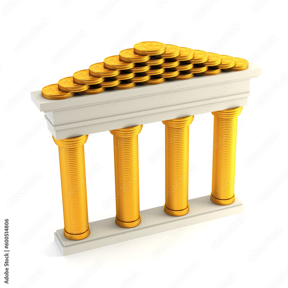 Poster isolated 3d rendering of the symbolic bank