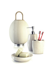 3d rendering still life with lamp and bathroom accessories