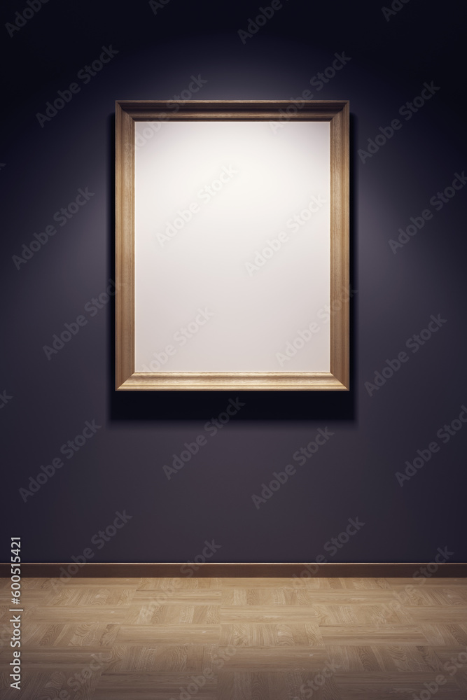 Poster blank frame in the gallery, 3d rendering