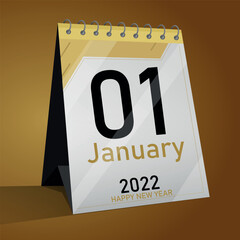 Happy new year 2022 Close up calendar  vector  illustration 