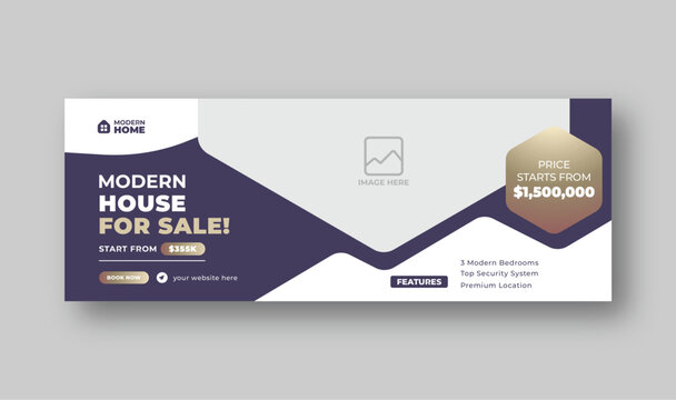 Home sale, House rent, real estate agent, property or apartment Facebook cover and web banner template