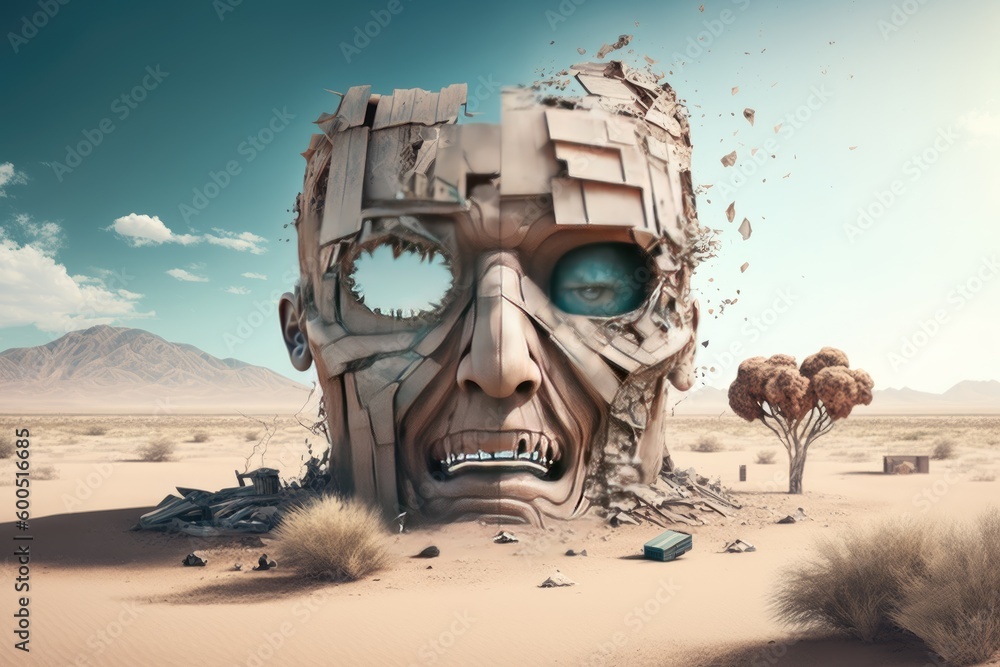 Wall mural Fantasy alien skull in the desert