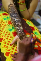 Henna Mehandi on hands during India wedding.