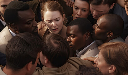 a diverse group of people supporting each other, generative AI