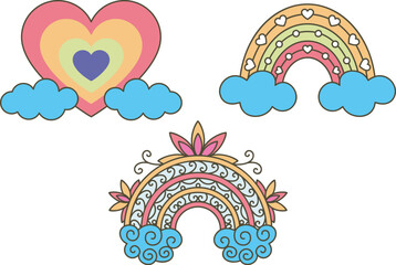 Rainbow floral paper laser cut design bundle