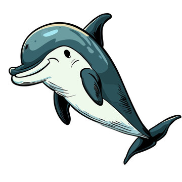 Illustration of white-beaked dolphin. 