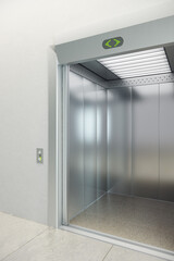 modern elevator with open doors