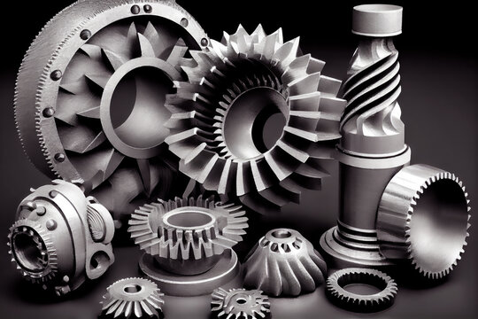 Futuristic mechanical titanium parts. Generative AI