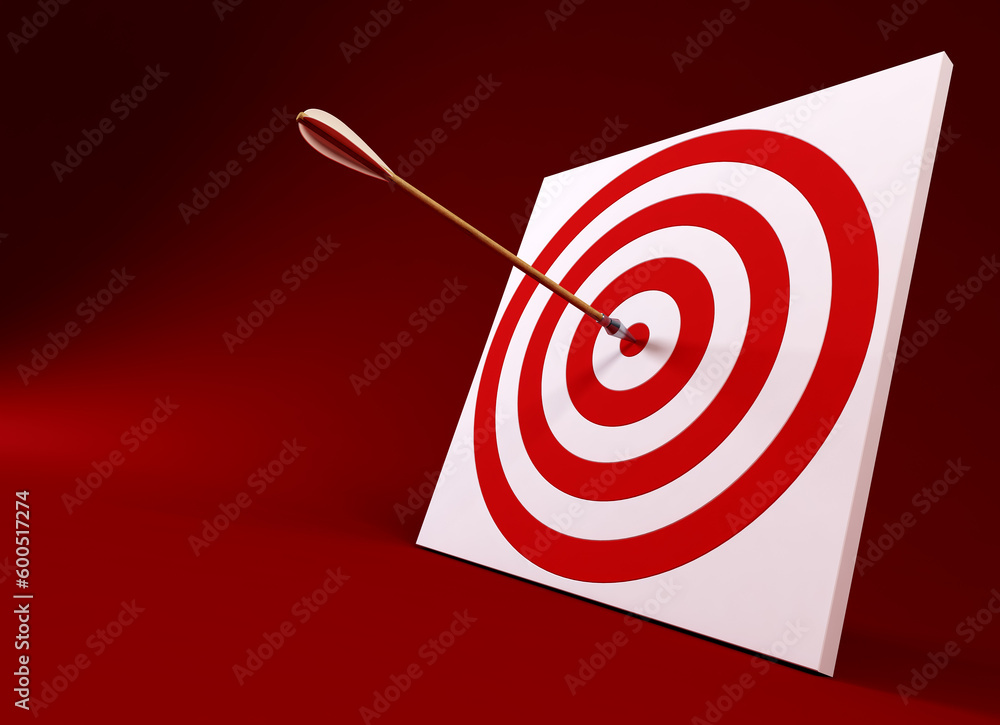 Poster 3d rendering of the arrow and target