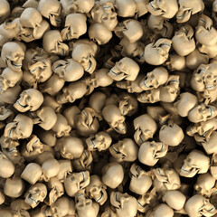 Background from huge amount of skulls 3d