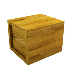 isolated wooden crate 3d rendering