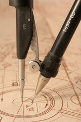 Naklejka premium the architectural scheme and compasses