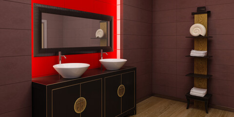 3d rendering of the asian bathroom