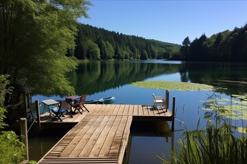 traditional wooden pier by the lake