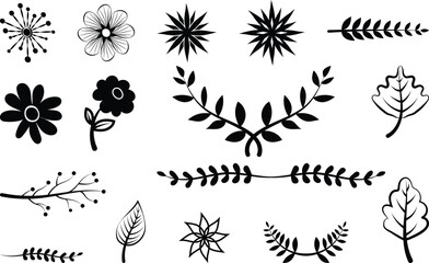 Simple Hand Drawing of Flowers and Leaves