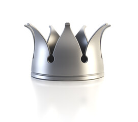 Isolated silver crown 3d rendering