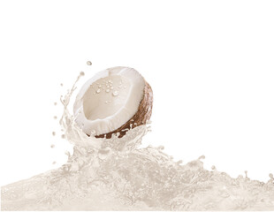 aliment, noix de coco, fruit, orange, jaune, frais, isolé, bonbon, dessert, blanc, couper, mûr, délicieux, juteuse, coupe, organique, giclé, vague