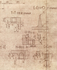 the old engineering blueprint texture