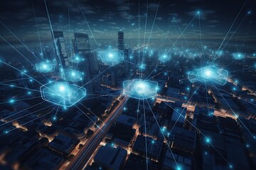 Fototapeta premium Cyber city concept