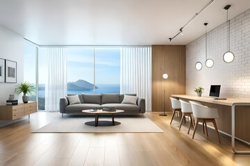 modern office room created with Generative AI technology	