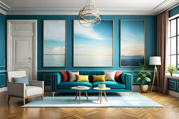 modern artistic living room created with Generative AI technology	