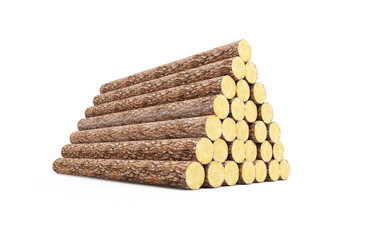 stack of pine logs, 3d render