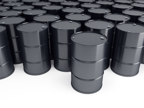 black oil barrels 3d render