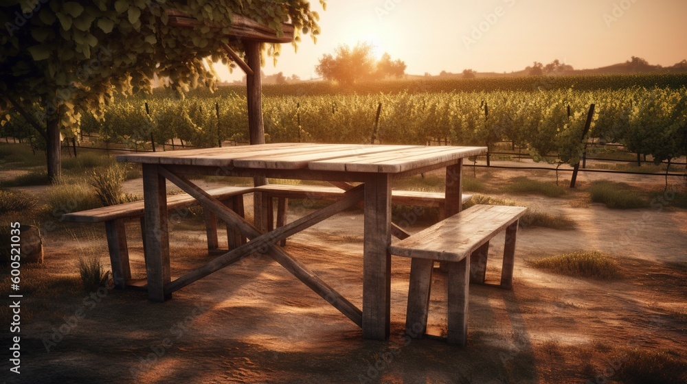 Aufkleber a park with a table and several benches smack in the midst of it generative ai
