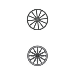 Wooden wheel black vector set illustration of icon Silhouette wagon wheel vector set