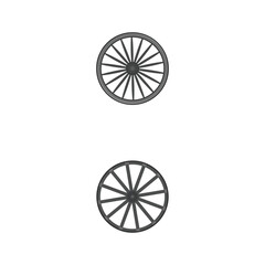 Vector flat illustration of west wild style wagon wooden wheel icon