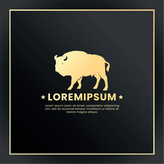Gold bison elegant logo with black background and stars