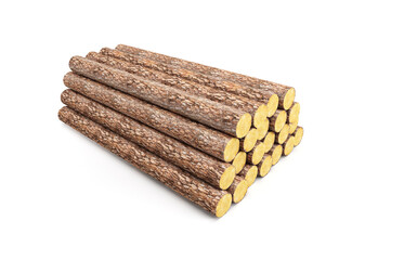stack of pine logs, 3d render
