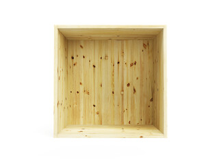 empty pine box isolated 3d render