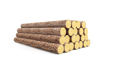 stack of pine logs, 3d render