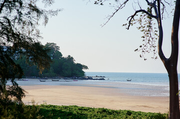 A peaceful view of the tropical beach.