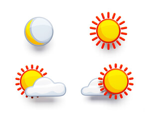weather symbol set, isolated 3d render