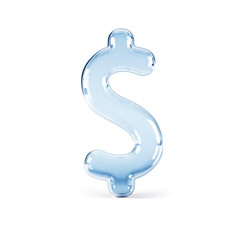 transparent glass dollar symbol, 3d rendering