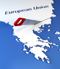 Obraz premium Greece secession from European Union, 3d rendering
