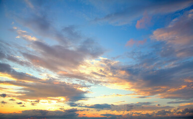 Naklejka na ściany i meble beautiful sunset sky with clouds