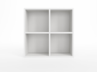 Fototapeta na wymiar modern white bookcase, 3d render
